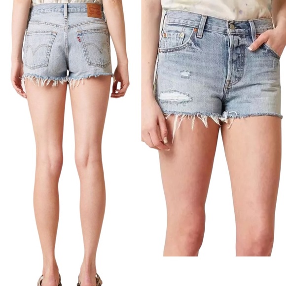 VINTAGE LEVI'S 501 Denim WAVELINE Cutoff Shorts 25 jean cutoff distressed - Picture 1 of 10